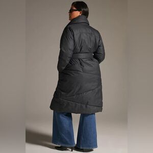 NWT Anthropologie Bernardo Wrap Puffer Jacket Plus Size 1X Black Belted Coat